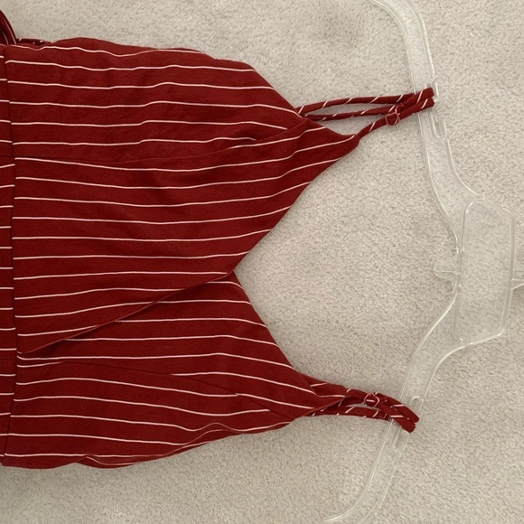 BURNT Umber color form fitting stripes dress, XS-S - Picture 13 of 15